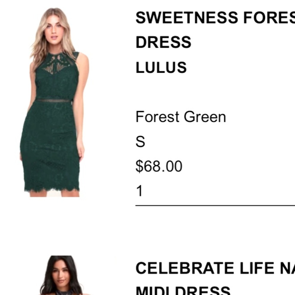 Lulus Sweetness Forest Green Lace Midi dress size S